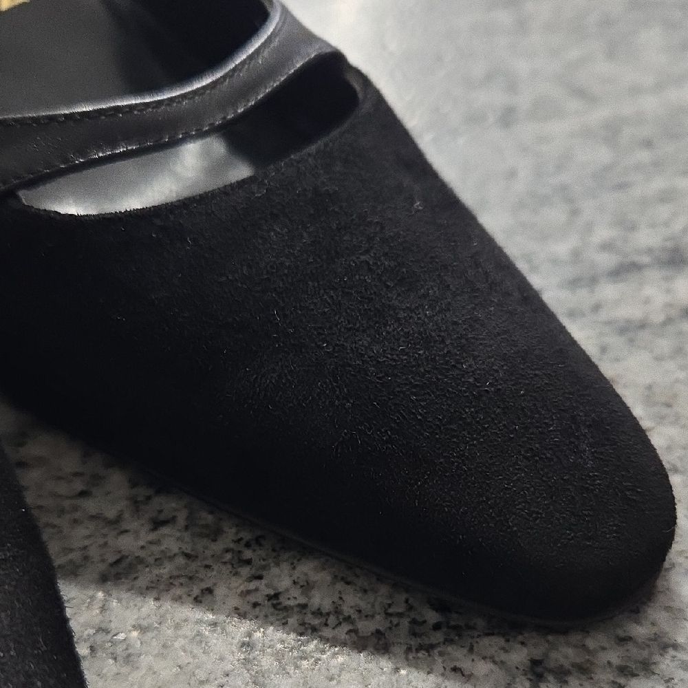 Lauren Ralph Lauren Women's 5.5 Black Suede & Leather Kitten Heel Mules - Picture 5 of 16